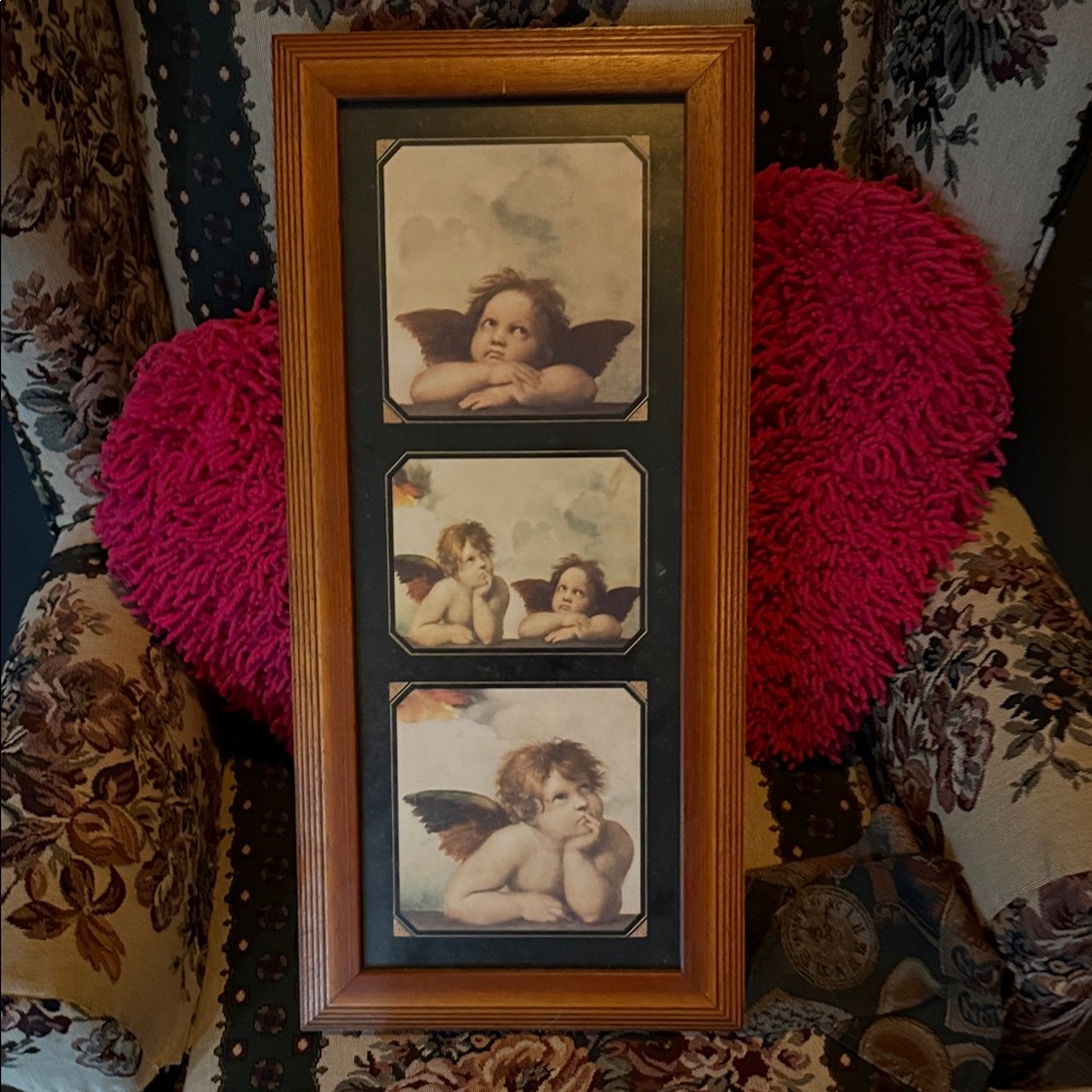 Classic Cherub Trio in Wooden Frame